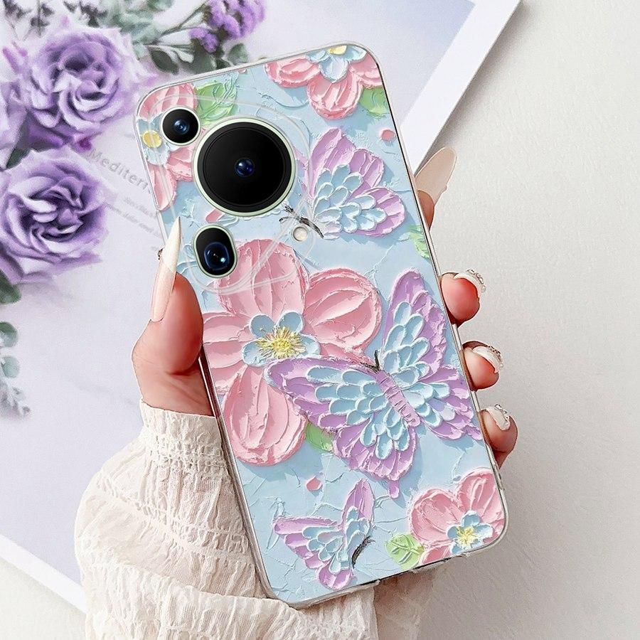 For Huawei Pura 70 Ultra Case Cute Cat Flower Soft Silicone Funda for Huawei Pura70 Pura 70 Pro+ Shockproof Cover Capa