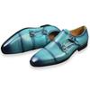 Модные туфли Deluex Monk Strap Penny Высококачественные ручной работы Слипоны Лоферы Офис Бизнес Мода Небесно-голубые Мужские туфли Натуральная кожа