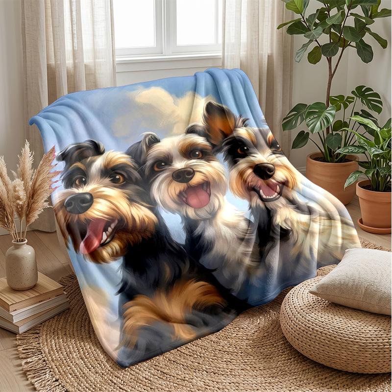 Sunglass Dog Holding Soccer Ball Theme blanket Lightweight Warm Flannel Blanket Decorative Throw Blanket for Home Decoration