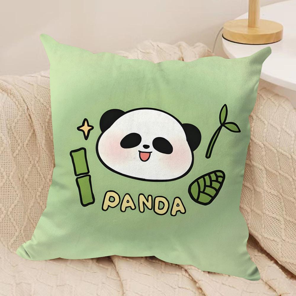 Lovely Panda Cushion Cover Soft Plush Fabric Double-Sided Printed Sofa Cushion Cover For All Seasons Home Decor Gift