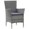 9 Piece Garden Dining Set with Cushions Poly Rattan Gray