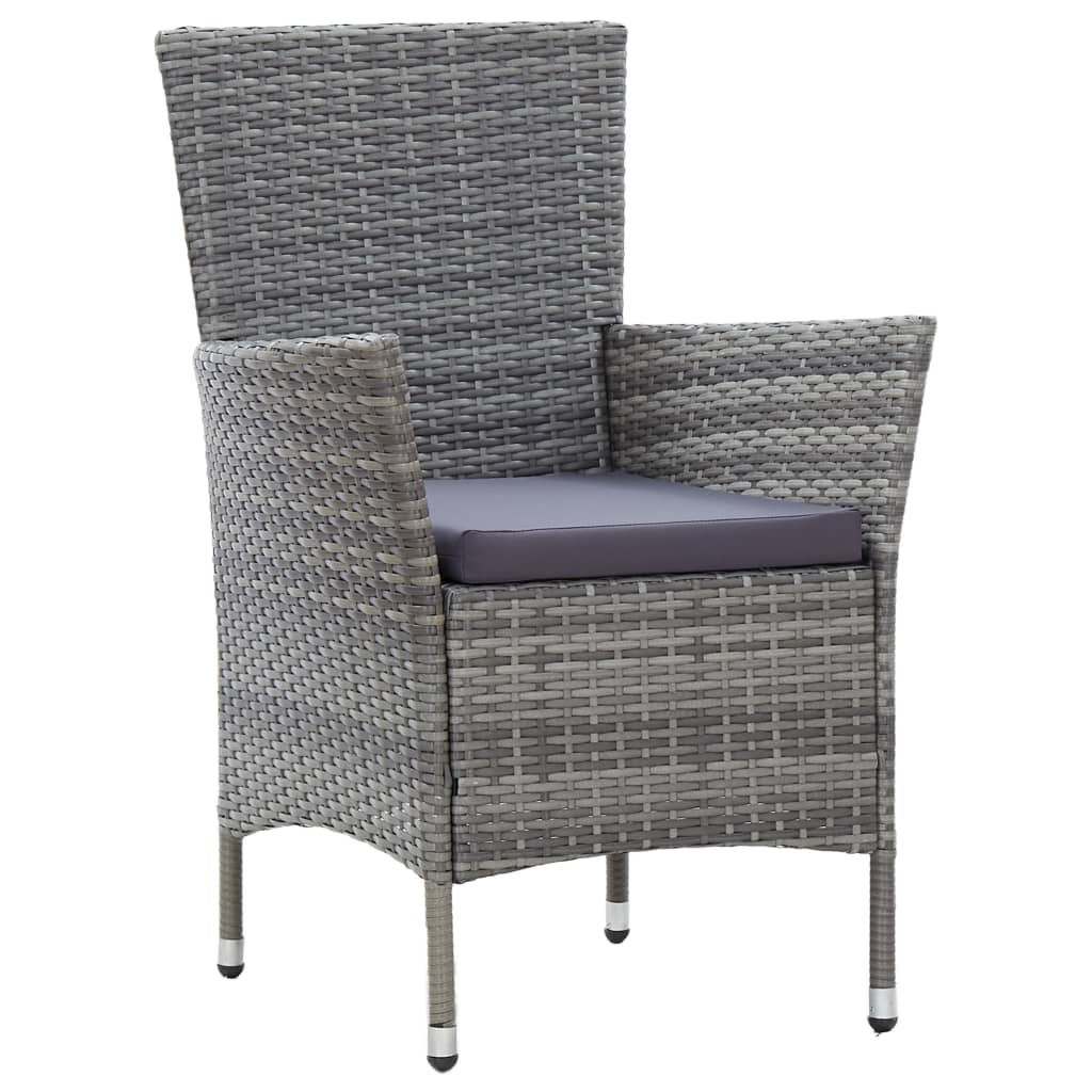 9 Piece Garden Dining Set with Cushions Poly Rattan Gray