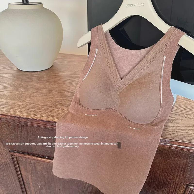 «Утепленный жилет из лиоцелла и шерсти с французским кружевом и нагрудной накладкой – теплый и плотный для осени/зимы»