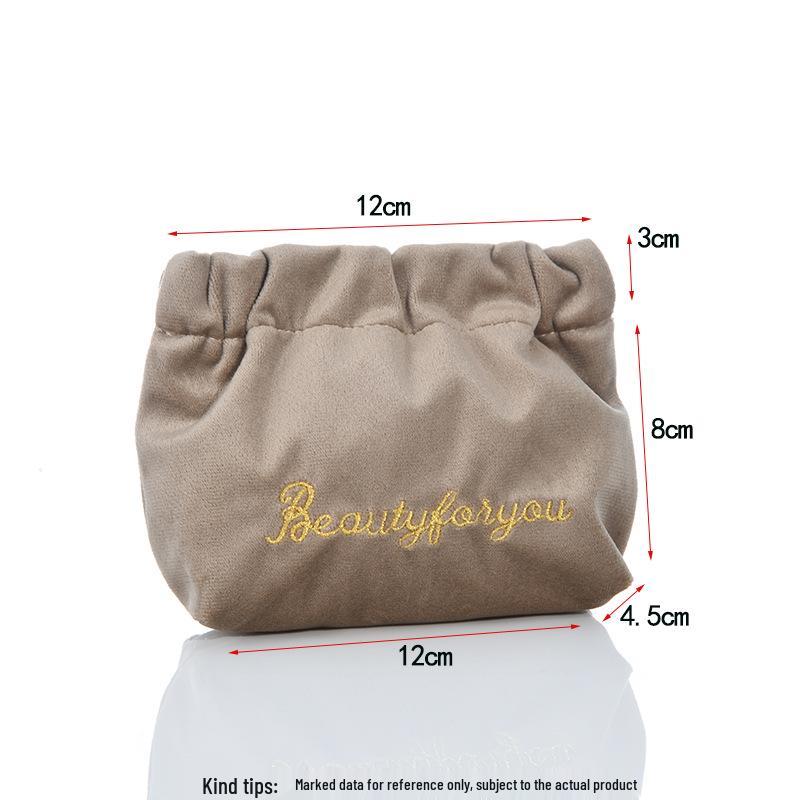 Бархатный вышитый кошелек и держатель для кабелей - Застежка-кнопка для наушников, мини-помады и аксессуаров