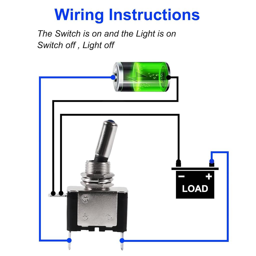 3Pcs Rocker Toggle Switch Heavy Duty 3Pin ON/Off 12V Blue LED Lighted Aircraft Safety Cover 20A SPST Rocker with Safety Flip Cover for Racing