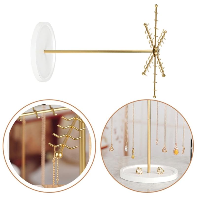 48 Hook Gold Metal Jewelry Holder With 360 Degree Rotation Large Capacity For Necklace Bracelet Storage Fashionable Gift