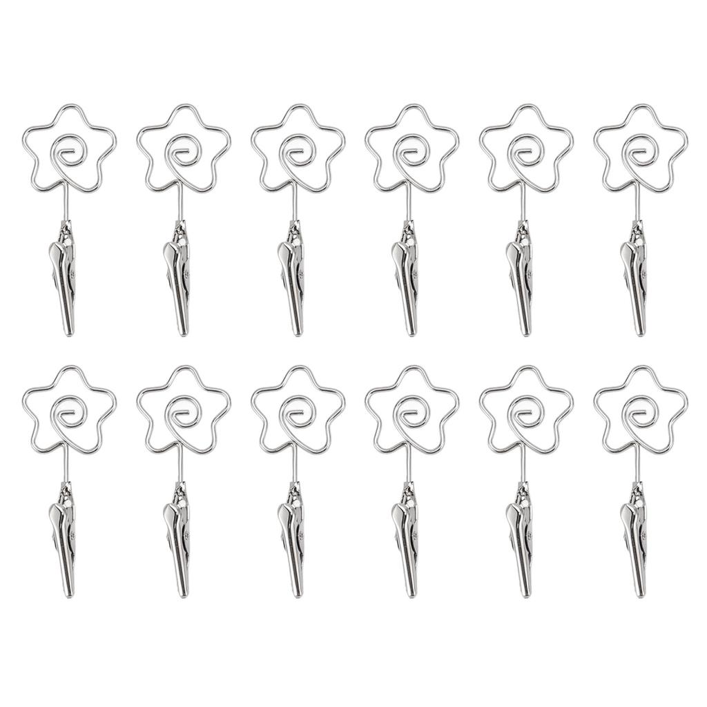 12pcs 2.8in Double Headed Memo Clip Metal Card Holder Wire Photo Clamp for Hanging Photo Display