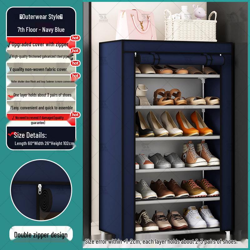 Multi-Layer Indoor Shoe Rack with Curtain