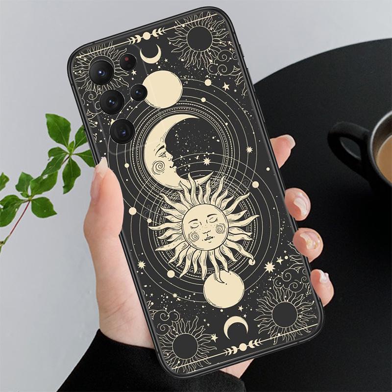 Эстетичный чехол для телефона Луна и Солнце Для Samsung Galaxy S25 S24 S23 S22 S21 Ultra S24 S23 S22 S21 S25 Plus S24 S25 FE