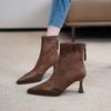 Женские сапоги ручной работы Роскошные Минималистичные Осенне-зимние ботфорты Обувь с острым носком Резиновая Улучшенная версия 2025 Мода