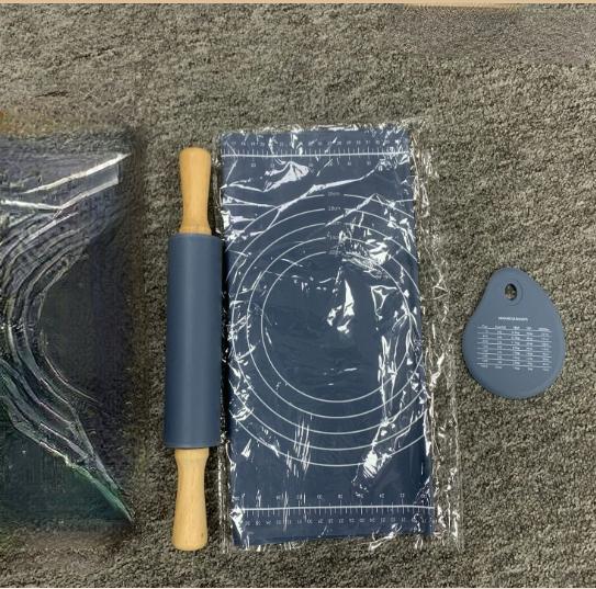 Очень большой нескользящий силиконовый коврик для замешивания теста и набор скалок для легкой выпечки