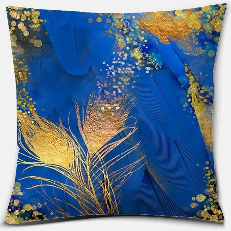 Peacock Feather Pattern Pillowcase Interior Decoration Office Living Room Home Pillowcase