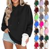 Women's Fashion Oversized Drop-Shoulder Long-Sleeved Sweatshirt Solid-Colour Hooded Sweatshirt