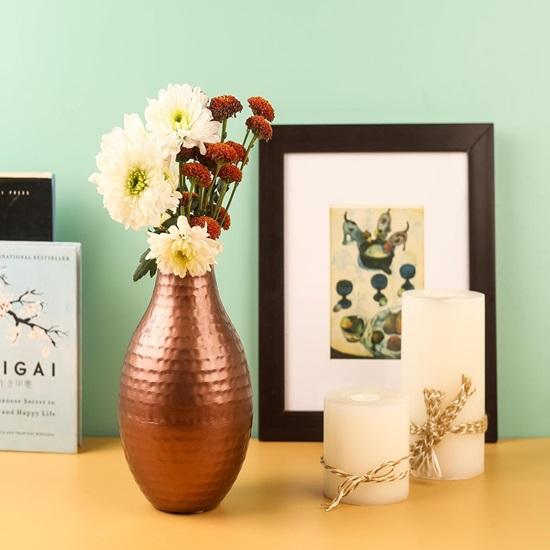 20.32cm Metal Flower Vase For Living Room Decor Pots Polished Pure Steel Table Vase