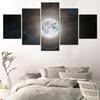 5 Pieces Canvas Wall Arts Poster Painting Nature Full Moon Flight Wallpaper Landscape Picture Print For Living Room Artwork No Frame