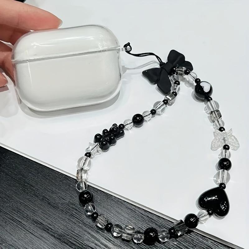 Korean Cute Black Bowknot Bear Phone Strap Charm Chain Knot Cellphone Lanyard Keychain Woman Girl Bag Camera Pendant For Case 1