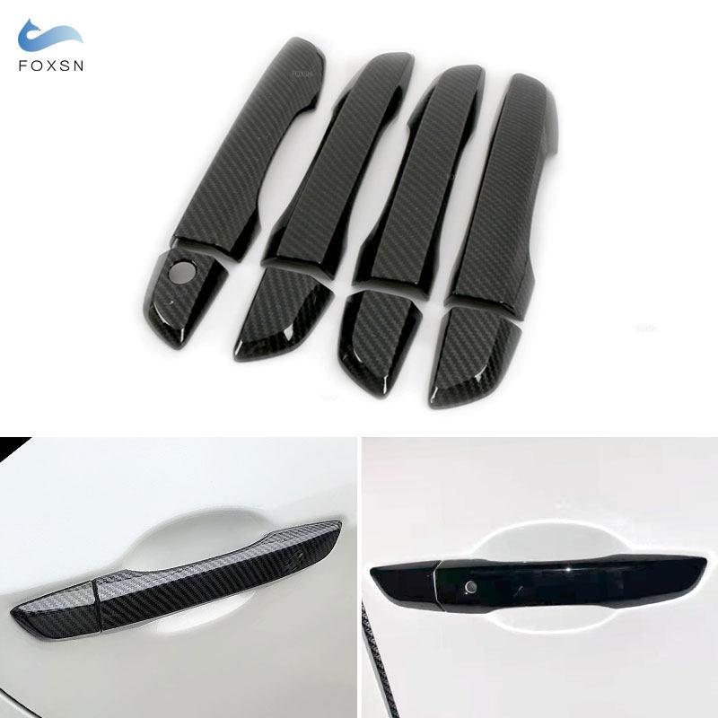 Carbon Fiber Texture / Glossy Black Car styling Exterior Door Handle Cover For Honda Civic 10th 2016 2017 2018 LHD