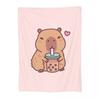 Capybara  Cute Green And Brown Animal Blanket Soft Warm Flannel Throw Blanket Plush for Bed Living room Travel Home Couch