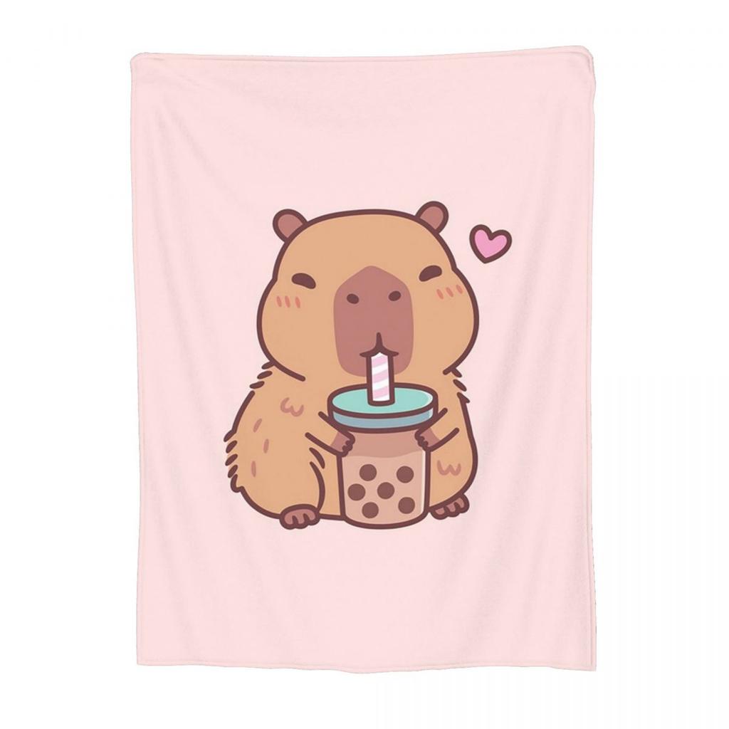 Capybara Cute Green And Brown Animal Blanket Soft Warm Flannel Throw Blanket Plush for Bed Living room Travel Home Couch
