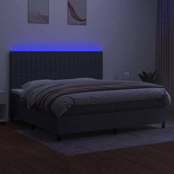 Maison Exclusive - Sommier à lattes de lit et matelas et LED Gris foncé 200x200 cm