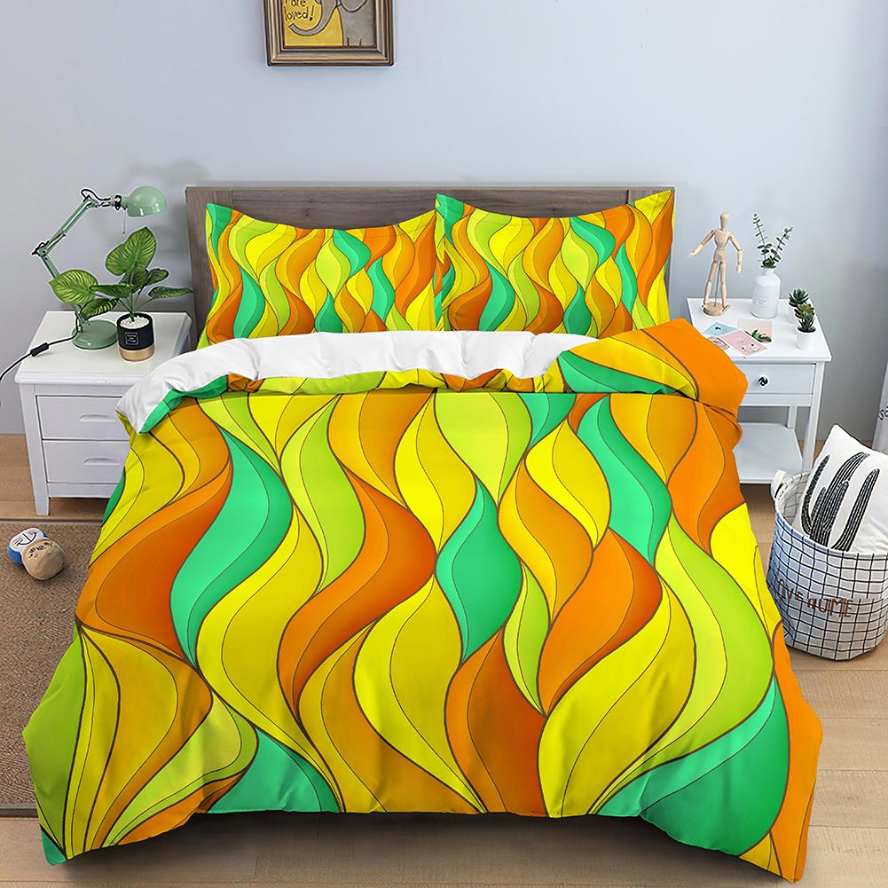 Wave Duvet Cover Set Colourful Geometric Pattern Bedding Nordic Style Polyester Quilt Cover Bed for Kids Teens Adults King Queen