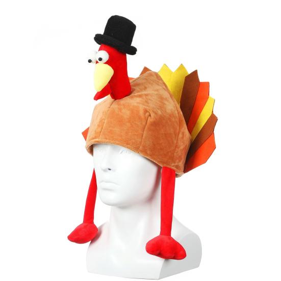 Thanksgiving Turkey Hat for Men Women Long Leg Plush Turkey Hat Funny Turkey Cosplay Costume Accessories for Thanksgiving Harvest Party Supplies