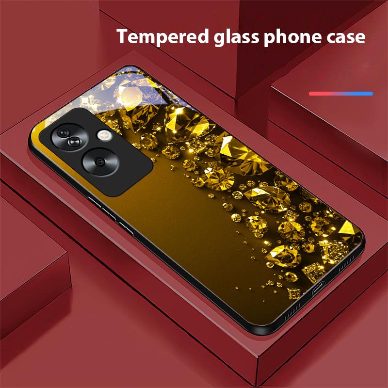 Полностью бриллиантовый чехол для телефона Oppo A79 5G 58 78 74 60 4G Reno 11F Realme GT 6 11 Note 50 10 C55 X2 из закаленного стекла, черный