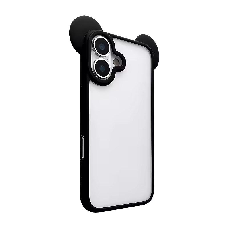 Милый 3D чехол для телефона с акриловыми прозрачными ушками животных для iPhone 17 Air 16 15 14 Plus 13 12 Pro Max Прозрачная задняя крышка