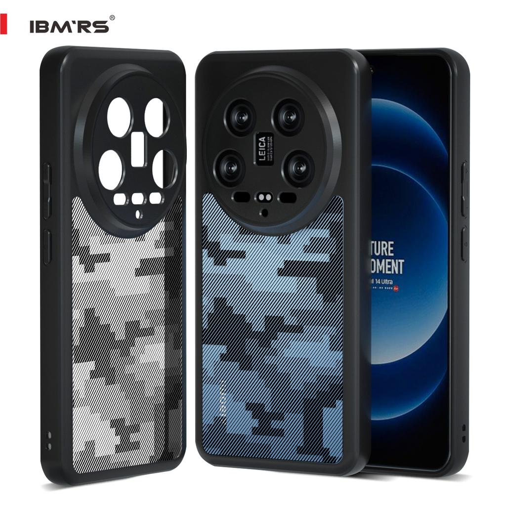 (В комплекте ремешок на запястье)Чехол ibmrs для Xiaomi 14 Ultra Anti-Fingerprint Camo, матовый прозрачный защитный чехол для телефона
