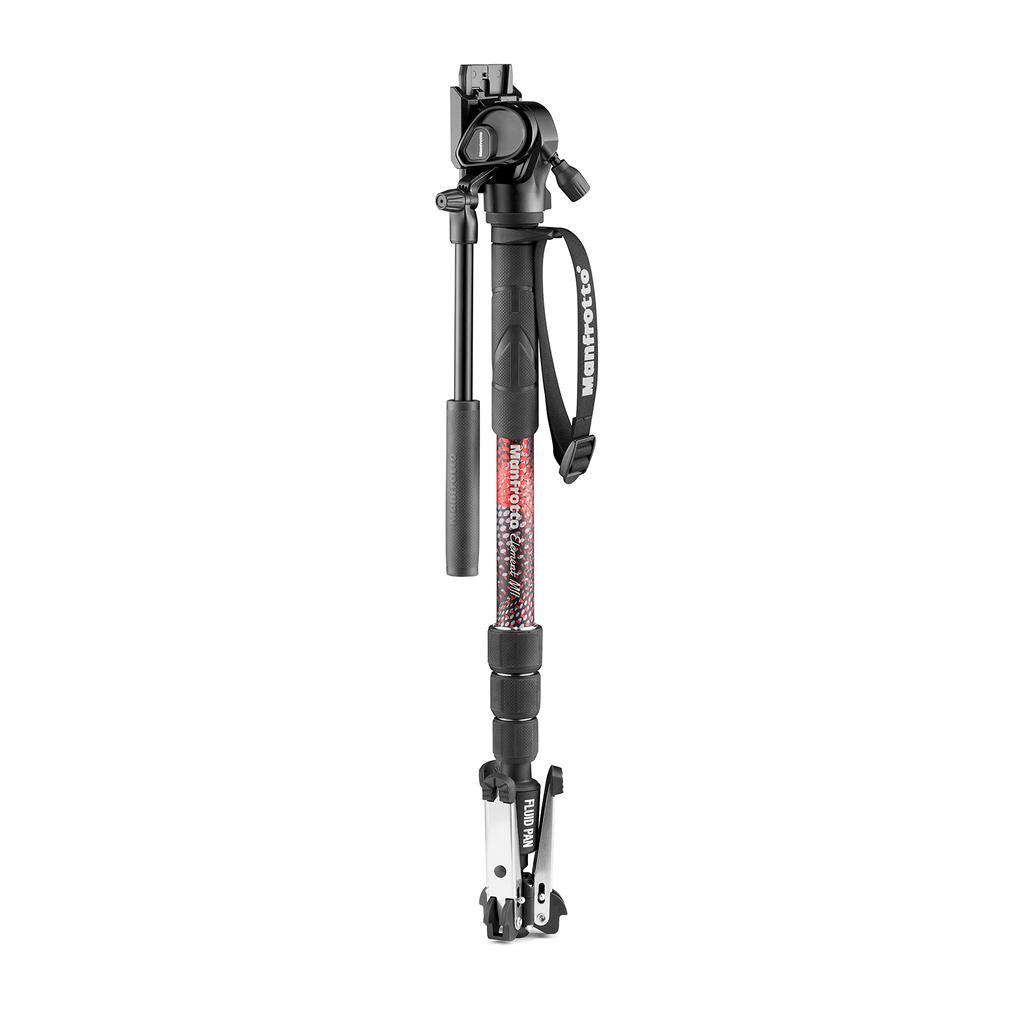 Manfrotto Element MII Video Monopod with Fluid 4 Twist Red Head, Aluminum, Sections, 137.7cm Height, 1.05kg Weight, Lock, MVMELMIIA4LIVE,