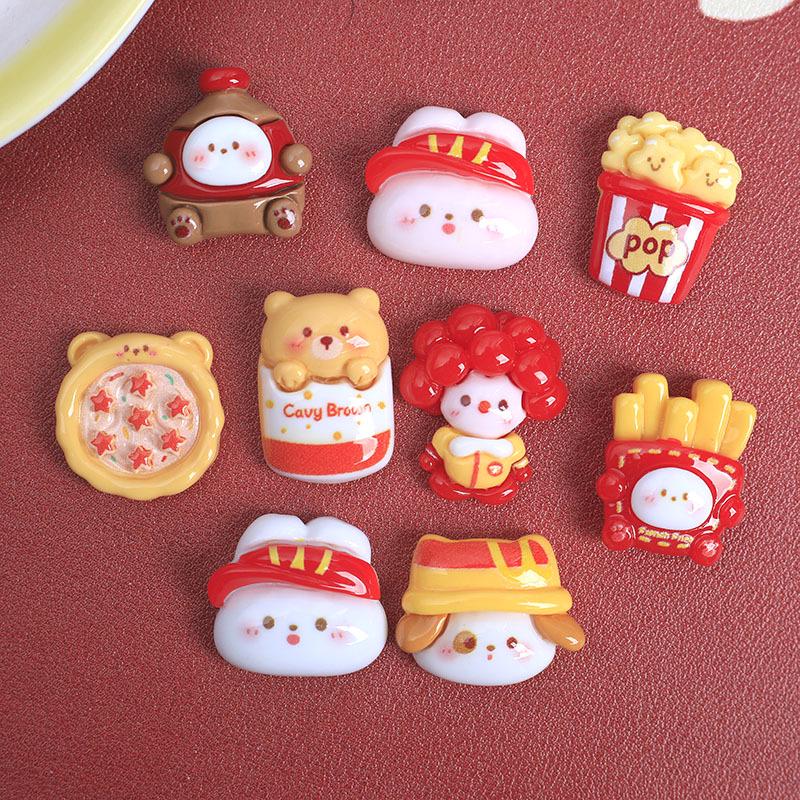 Глянцевые мультяшные аксессуары из смолы: Заколка для волос, повязка на голову, чехол для телефона, подвески для обуви, магниты на холодильник