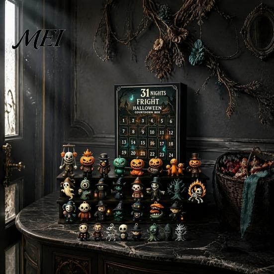 Halloween Countdown Gift Set Advent Calendar 2026, 31 Nights of Fright Box with Surprising for Mini Spooky Figurines, Home Desk Decor, Party
