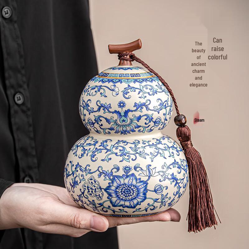 Керамическая банка для чая в форме тыквы, сине-белая, печи Жу, Qixuanyuan