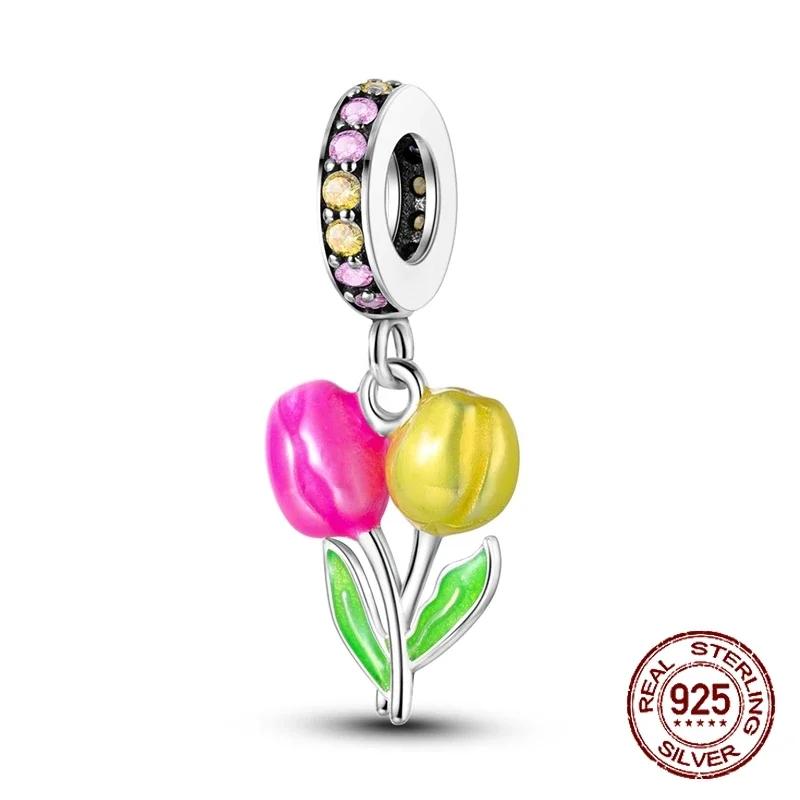 Copper Butterfly Sparkling Flower Iris Tulip Lavender Sunflower Beads Fit Original Bracelet Diy Bead Women Jewelry