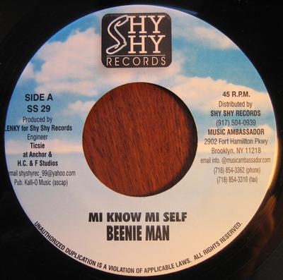 7-дюймовая пластинка BEENIE MAN / RALLY BOP - Mi Know Mi Self / Rally Wid Di Bopp SS29 Shy Shy Records 2002 US Регги, Ска и Даб Б/У