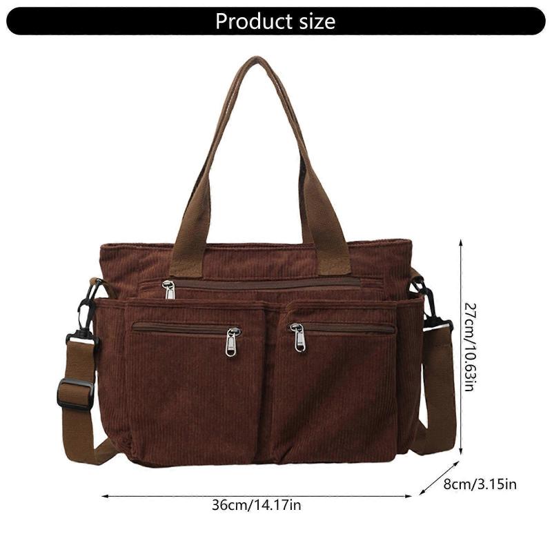 Creative Corduroy Crossbody Bag for Women Shoulder Bags Casual Satchel Purse for Office School and Everyday less