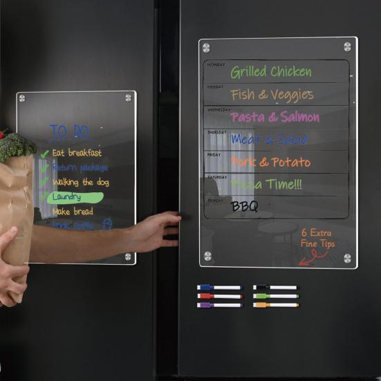 Yousheng Акриловая магнитная доска для заметок Сухостираемая записная книжка для холодильника с сильными магнитами Устойчивый к царапинам календарь для планирования для кухни офиса