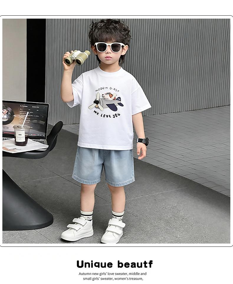 Boys' Summer Set 2026 New Style Children's Stylish Cartoon Short Sleeve Two piece Set Boys' Baby Casual Clothes Trendy