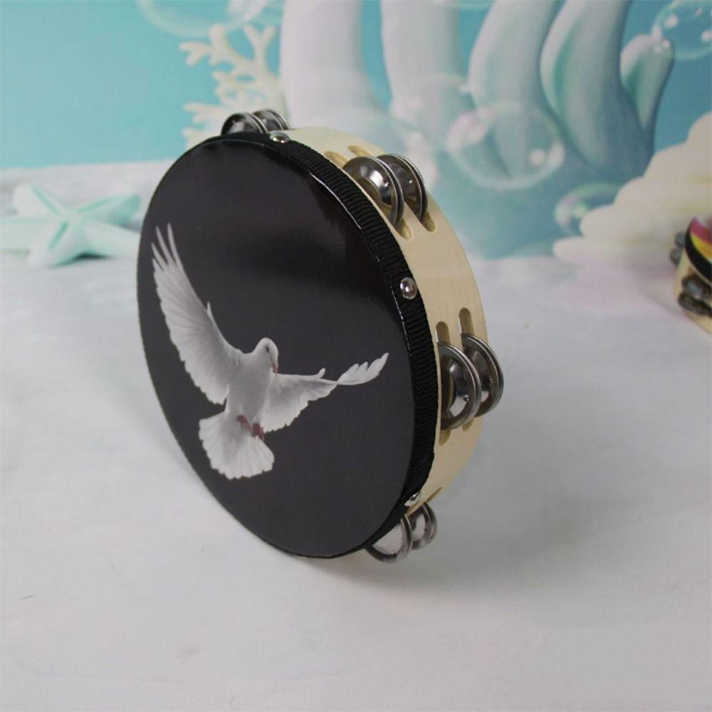 Двухрядный ручной барабан Радужное дерево Детский барабан Прочный тамбурин Музыкальный инструмент