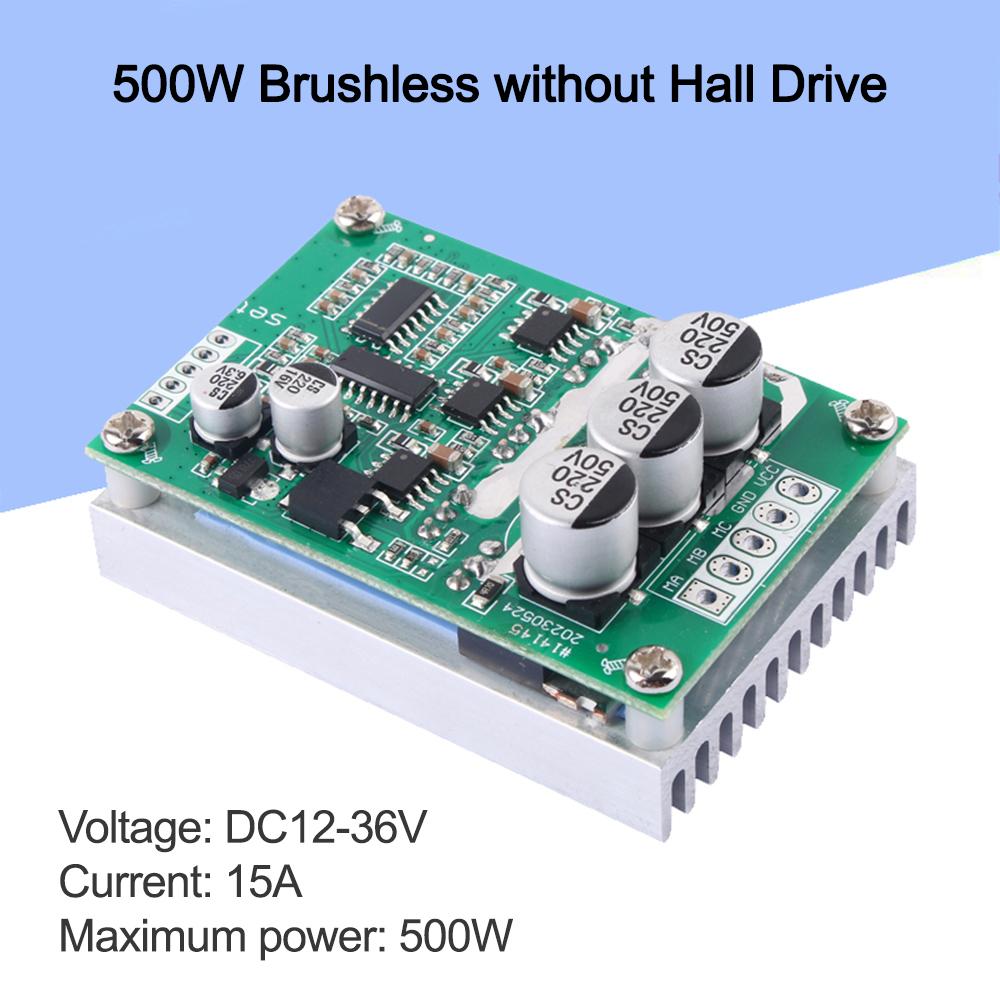Плата драйвера бесколлекторного двигателя DC 12-36V 15A 500W без датчиков Холла Контроллер скорости вращения двигателя Вперед Назад Модуль управляющего переключателя