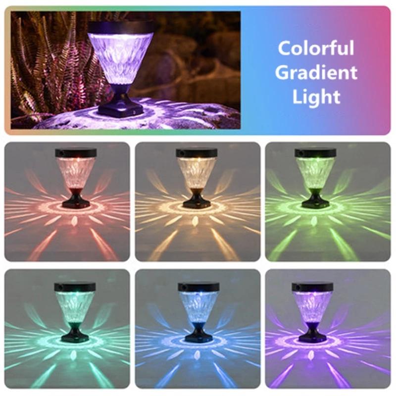 Smart APP Control Solar Panels Pillar Lights Column Lamps Outdoor Waterproof Garden Decoration Courtyard Fence Street Lamp