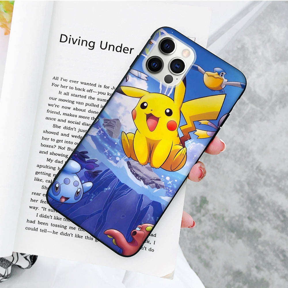 JP37 Pikachu Pokémon Black Soft Case for Xiaomi Poco X6 X4 M5 M6 F5 F6 C65 C55 C50 C51 C40 Pro Redmi 14C A3X 13C 12C 11T 10A 9C Note 7 6 8A Plus