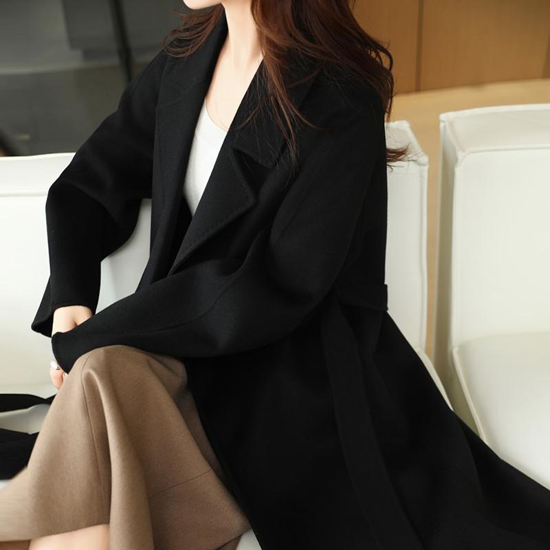 Женское пальто из 100% шерсти TIDENOVEL Осеннее шерстяное длинное пальто Ручной работы Пальто-бушлат Зимняя теплая шерстяная длинная куртка Пальто