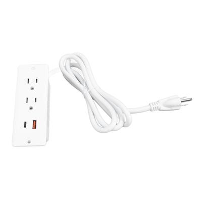 Встраиваемая розетка 2 розетки 1 порт USB C 1 порт USB A Быстрая зарядка Настольная розетка со шнуром 1,5 м для