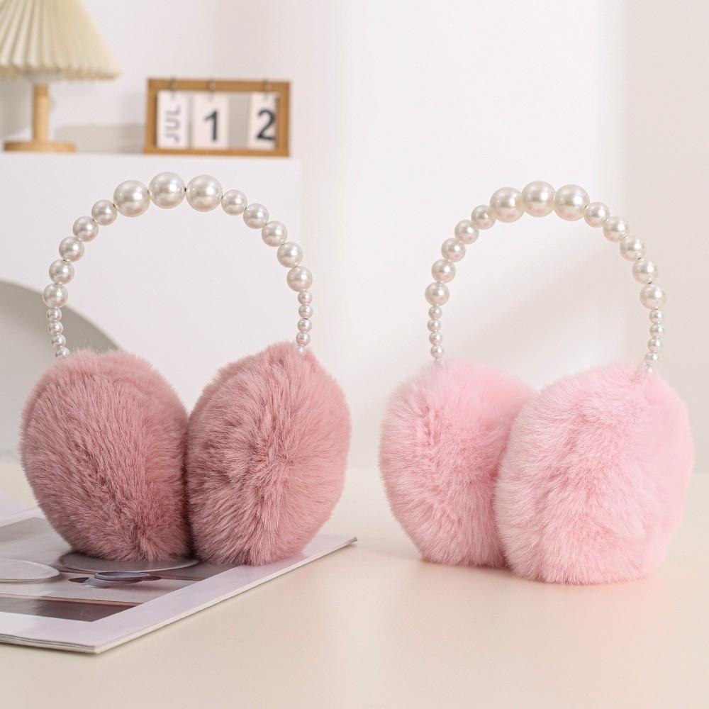 Soft Plush Ear Covers Anti-rabbit Fur Pearl Ear Protect Fashion Ear Muffs Women