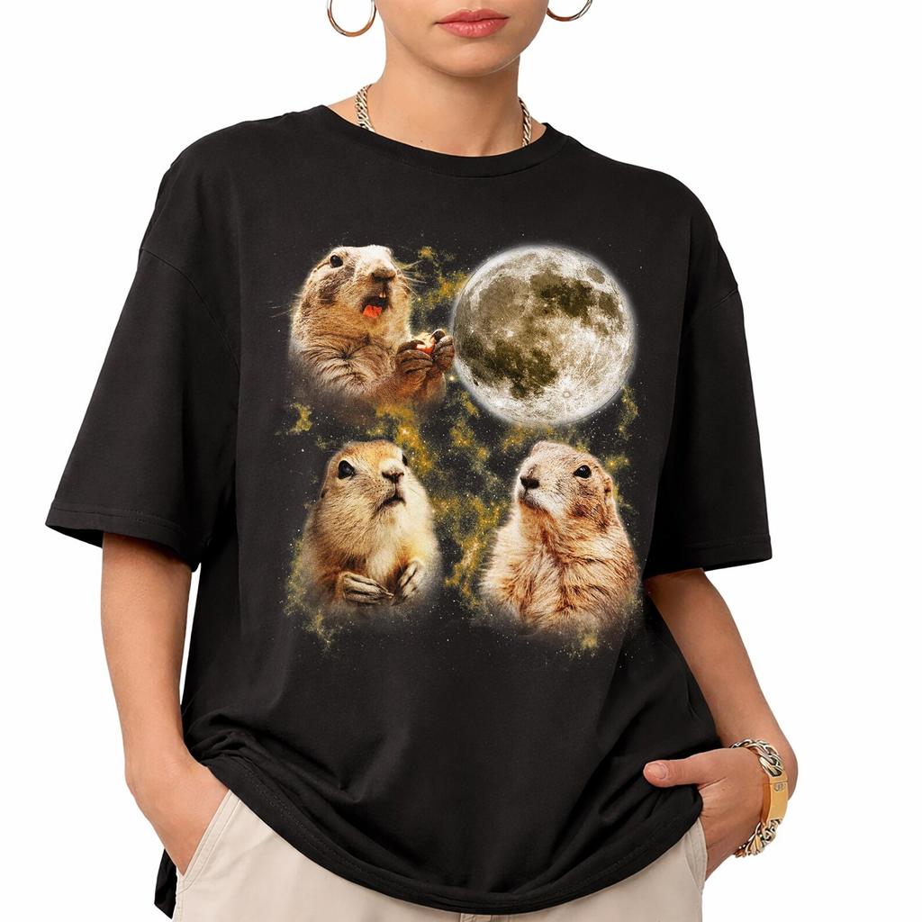 Prairie Dog T-Shirt, Three Prairie Dogs Moon Graphic Tee, Comfort Colors Wildlife Shirt, Rodent Lover Gift, Funny Small Animal Tee