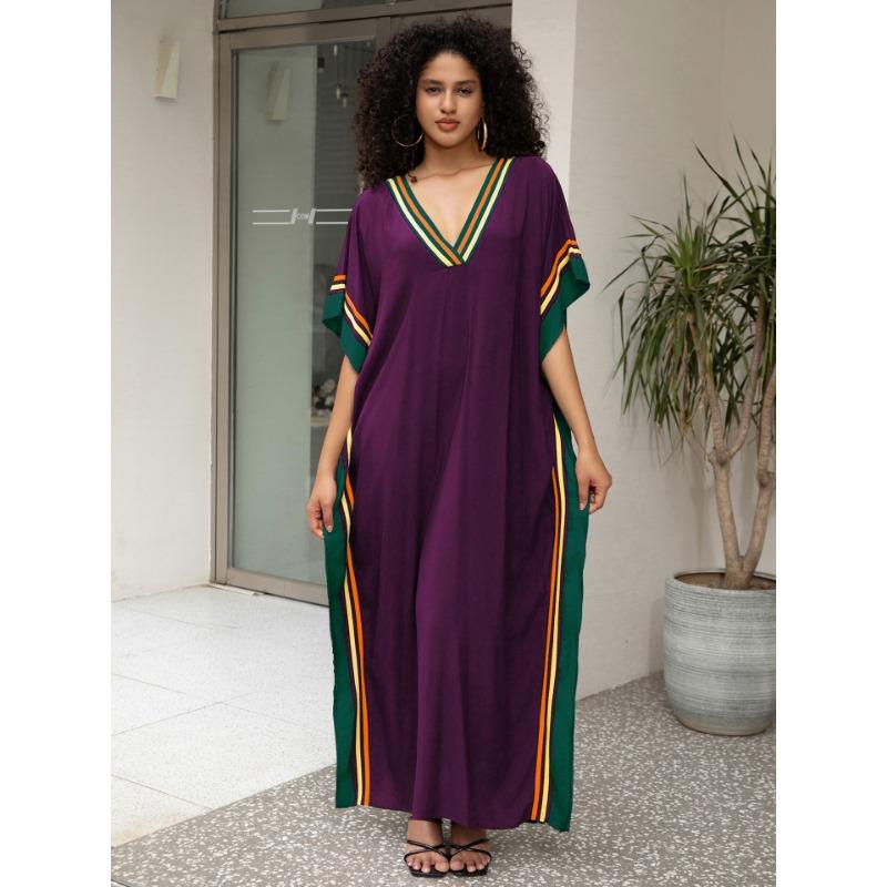 Женская мода лето весна однотонный принт рукава 1/2 с v-образным вырезом свободная талия повседневные платья