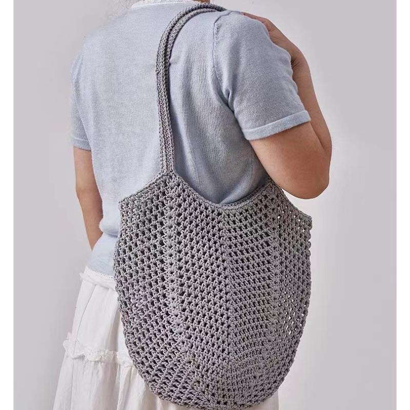 Ручная складная хозяйственная сетчатая сумка из хлопка, многоразовая сетчатая сумка для фруктов, вязаный сетчатый карман с прорезями для кухонного хранения