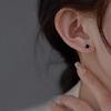 Серебряные Серьги-гвоздики Черный Четырехлистник - Не Нужно Снимать Штанги Серёг или Серьги На Ночь