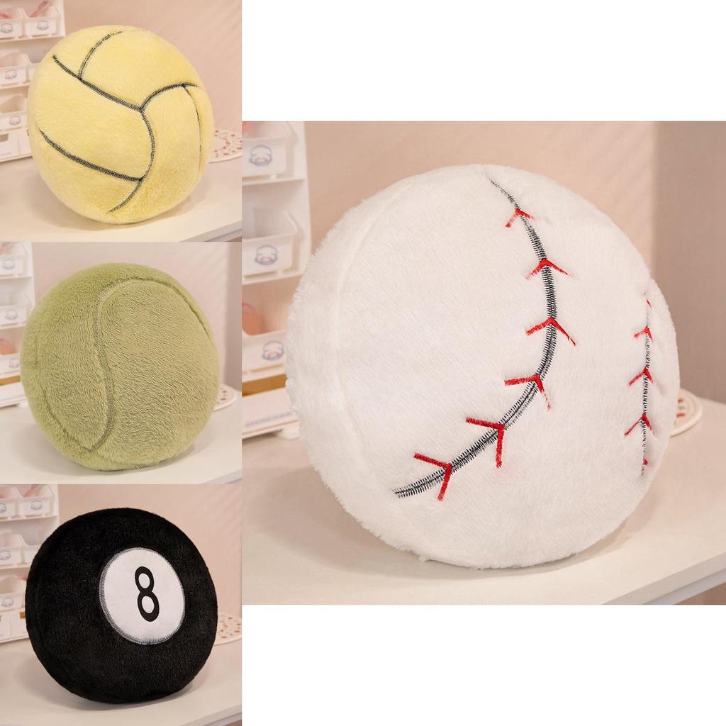 Adorable Realistic Sports Plush Toy Cushion Featuring Football Basketball And Tennis Designs